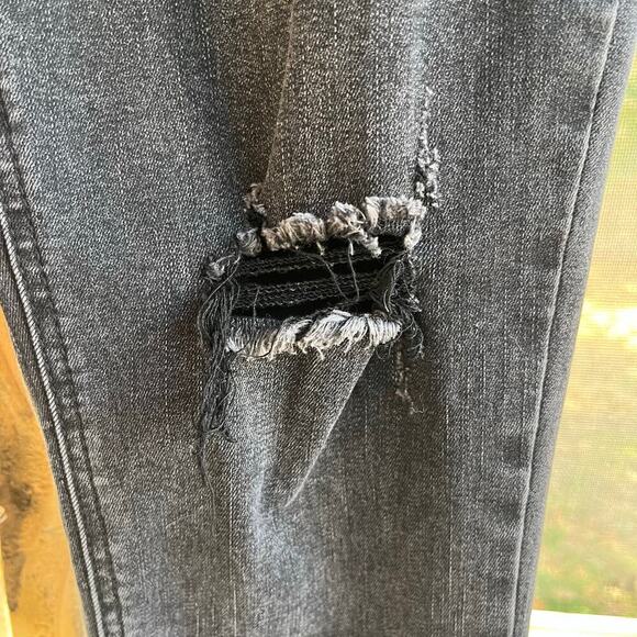 Free People Great Heights Frayed Skinny Jeans In Black Size 29 Waist - Picture 8 of 12